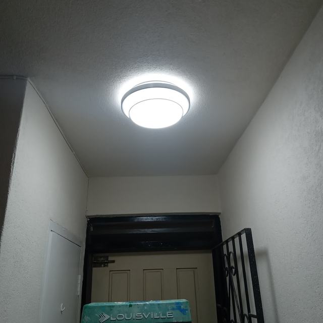 LED ceiling light in a hallway